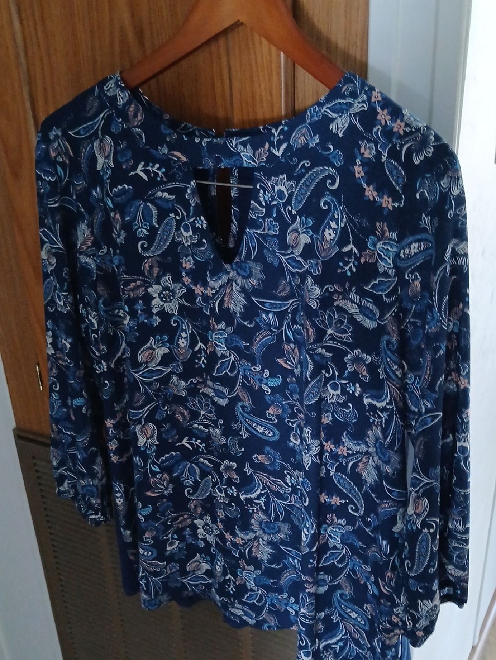 Papermoon Navy Floral Paisley Keyhole Long-Sleeve Tunic
